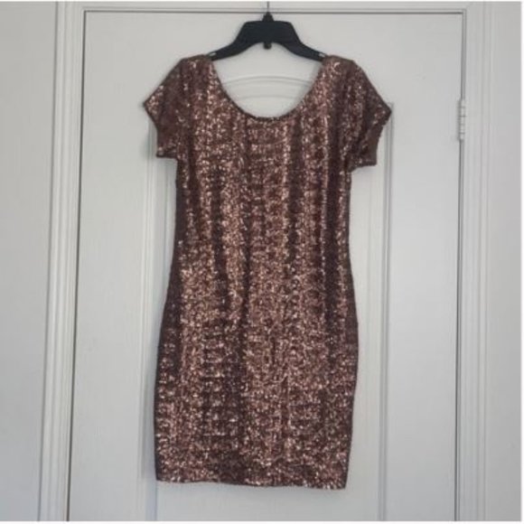 Bronze Sequin Party Dress - Picture 3 of 9